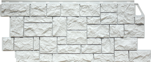 Фасадные панели (Цокольный Сайдинг) FineBer (Файнбир) Камень Дикий Мелованный белый